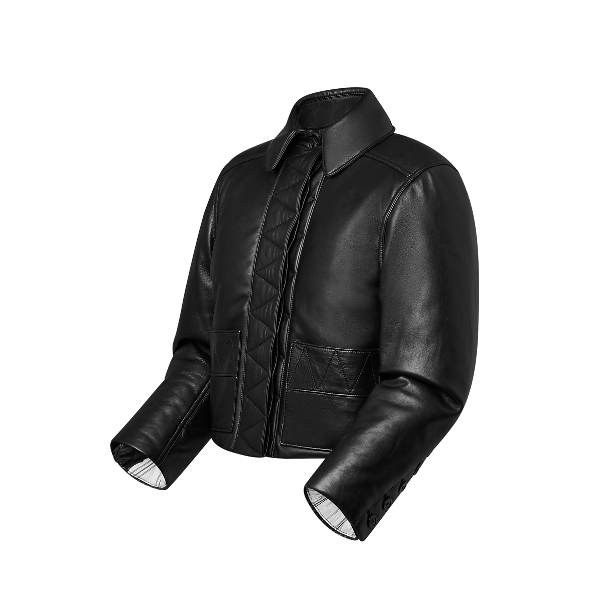 เสื้อแจ็คเก็ตไบเกอร์หนังทรง Boxy เดินตะเข็บแบบ Top stitch เสื้อผ้า